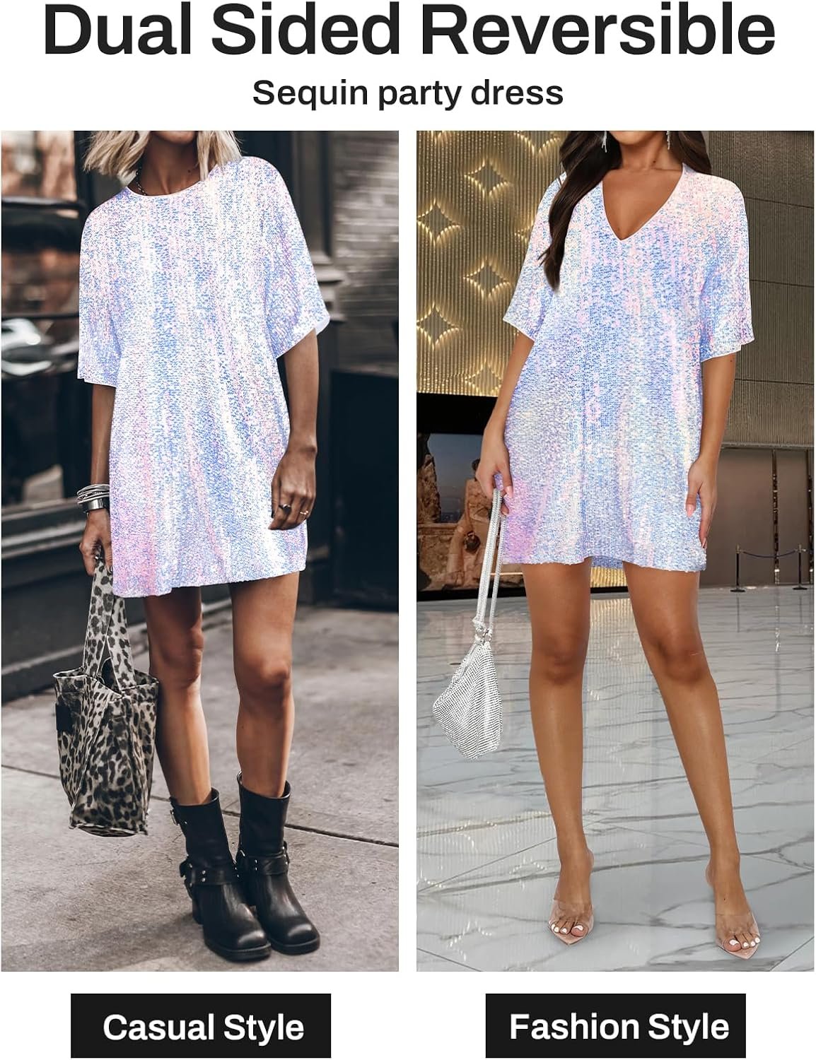 women's crew neck sequin dress for women sexy v neck shirt dress sparkly half sleeve loose party club cocktail dress women's crew neck sequin dress for women sexy v neck shirt dress sparkly half sleeve loose party club cocktail dress