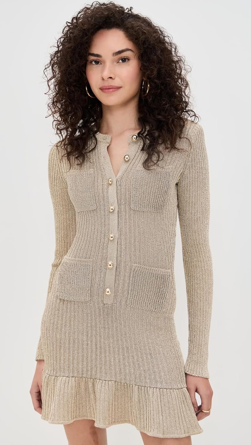 self portrait women's gold metallic knit mini dress self portrait women's gold metallic knit mini dress