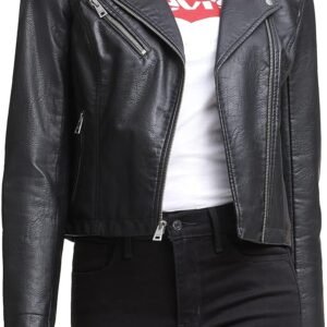 levi's women's the classic faux leather moto jacket (regular & plus size)