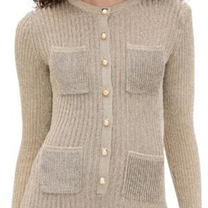 self portrait women's gold metallic knit mini dress