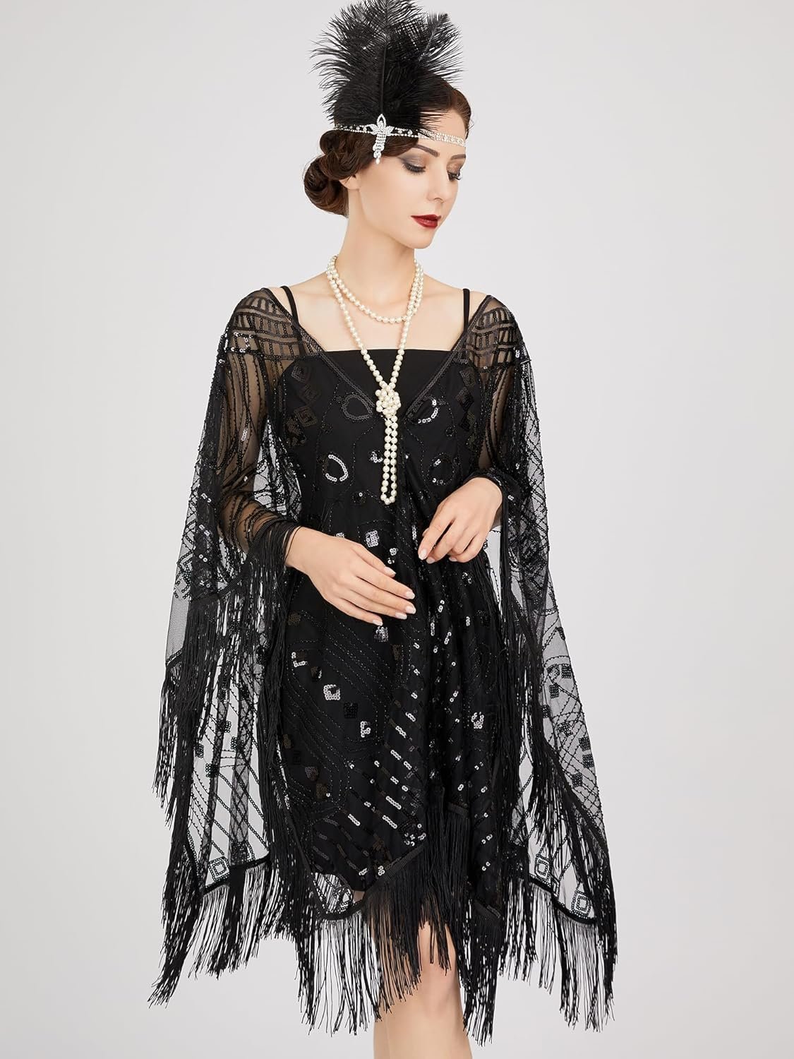 sweetv women's 1920s long shawl wraps,sequin flapper evening shawls for women formal/party/wedding/formal/harlem night sweetv women's 1920s long shawl wraps,sequin flapper evening shawls for women formal/party/wedding/formal/harlem night