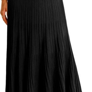 arach&cloz women's wool blend wide elastic band a line pleated flowy long skirts 2025