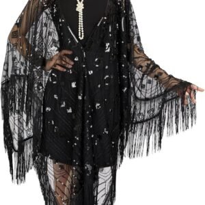 sweetv women's 1920s long shawl wraps,sequin flapper evening shawls for women formal/party/wedding/formal/harlem night