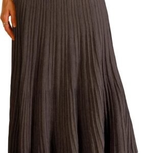 arach&cloz women's wool blend wide elastic band a line pleated flowy long skirts 2025