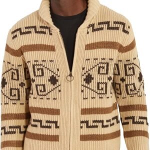 pendleton men's the original westerley, heavy cable knit cardigan sweater with zip front